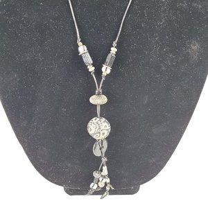 Tribal Resin Metal Bead Trade Bead Black & White Bohemian Necklace Moon Star